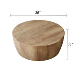 Maotifeys Rustic Drum Coffee Table for Living Room Round Center Table Modern Drum-Shape Wooden Cocktail Table for Home Office - Fully Assembled Maotifeys