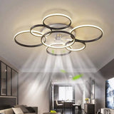 SNOWUNDER 41" Modern Ceiling Fan with Light, Flush Mount Celing Fan with Led Light and Remote Control for Living Room，Tri-Color Light 6-Speed Wind SNOWUNDER