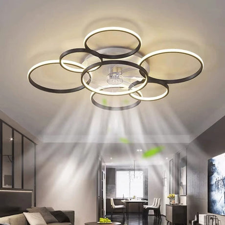 SNOWUNDER 41" Modern Ceiling Fan with Light, Flush Mount Celing Fan with Led Light and Remote Control for Living Room，Tri-Color Light 6-Speed Wind SNOWUNDER
