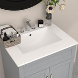 Ymise Bathroom Vanity with Sink, 24-Inch Bathroom Vanities Cabinet with Large Storage Space, Wooden Bathroom Sink Cabinet, Grey Ymise