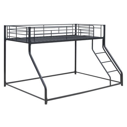 Harper & Bright Designs Twin XL Over Queen Bunk Bed, Heavy-Duty Metal Floor Bunk Bed Frame with Ladder for Kids Boys Girls Teens,Black