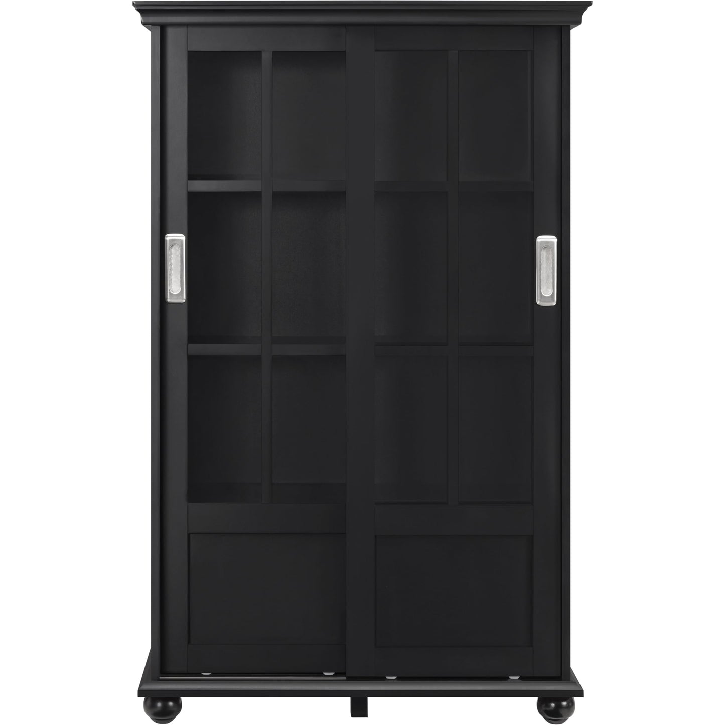 Ameriwood Home Aaron Lane Bookcase with Sliding Glass Doors, Black - WoodArtSupply