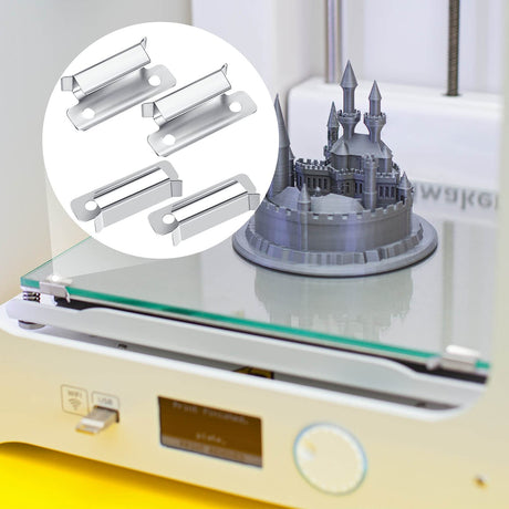 Hotop 16 Pcs 3D Bed Clips Clamp Stainless Steel Glass Bed Clips Compatible with Ender 3 Pro, Ender 3 V2, Ender 3S, Ender 5 Pro, CR-20 PRO, CR-10S Pro and Other Creality 3D Printer, Silver Hotop