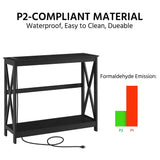 Yaheetech 40" Console Table with Power Outlets and USB Ports, Wood Entryway Table with Charging Station & Storage Shelf, Narrow 2-Tier Sofa Table for Living Room Hallway Foyer, Black Yaheetech