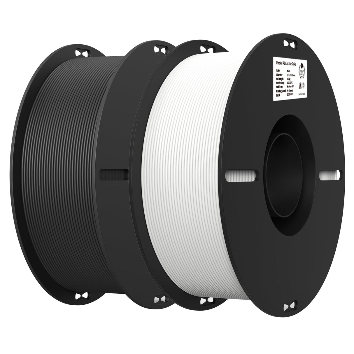 Creality 2kg Black & White PLA 1.75mm Filament Bundle for 3D Printing with No-Tangling Strong Bonding and Overhang Performance, Accuracy +/- 0.02mm Creality