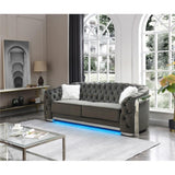 Glory Sapphire Gray Velvet Sofa with LED Accent Lighting Glory Furniture