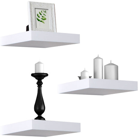 Sorbus Square Floating Shelf for Wall - 3 Small Shelves with Invisible Mounting Brackets for Living Room Decor, Bedroom, Bathroom Decor, Home & Kitchen - 9" White Wall Shelf to Display Photos Trophies Sorbus