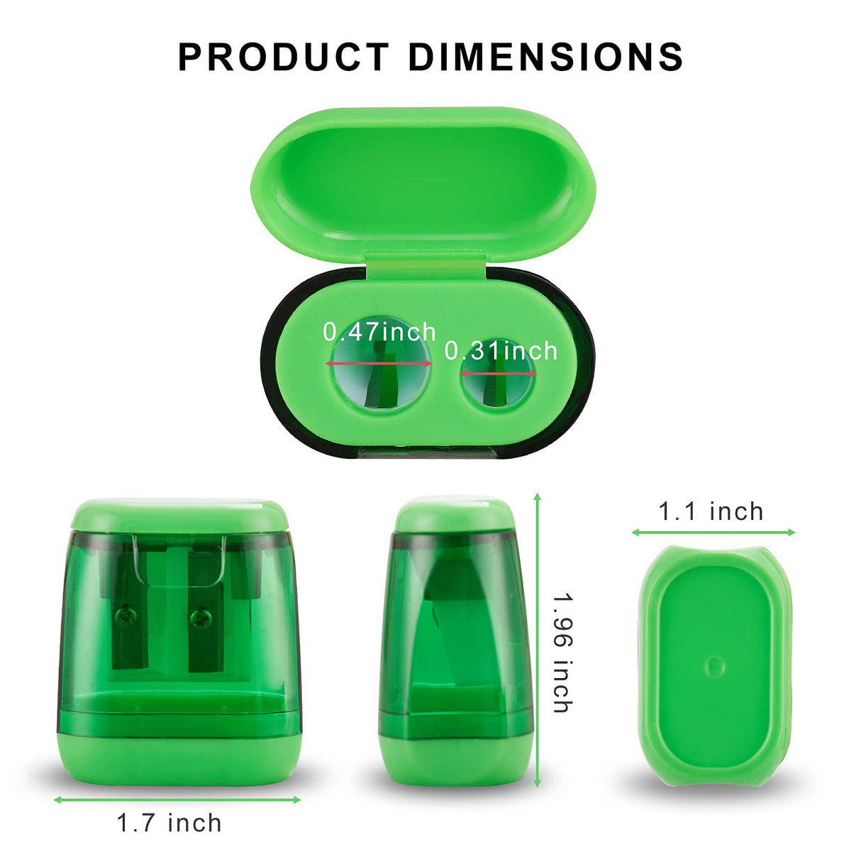 Sonuimy Pencil Sharpeners, 4 Pcs Pencil Sharpeners Manual,Dual Holes Compact Colored Handheld Pencil Sharpener for Kids with Lid Adults Students School Class Home Office (Covered) Sonuimy