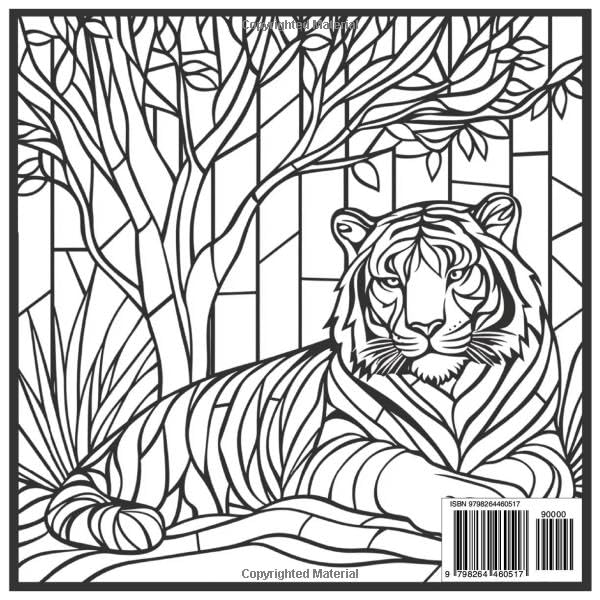 Stained Glass Tigers: Fun Coloring Book For All Ages: Beautiful Stained Glass Tiger Coloring Pages for Relaxation, Stress Relief, and Creative Fun (Stained Glass Animal Series) Majosta