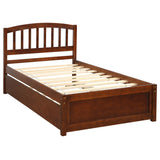 Ball & Cast Trundle Bed Twin,Twin Trundle Bed Frame Roll Out,Solid Wood Bed Frames with Headboard and Wooden Slats Support,for Bedroom,Guest Room,Apartment,Walnut Ball & Cast