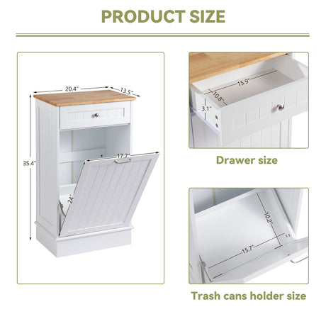 LOUVIXA Tilt Out Trash Bin Cabinet Dog Proof Trash Can Holder Kitchen Island with Garbage Bin or Tilt Out Laundry Hamper (White) LOUVIXA