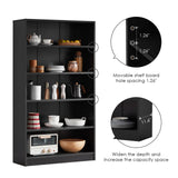 Farini Black Bookshelf for Bedroom 5 Shelf Office Bookcase 60 Inches Tall Modern Wood Bookshelf for Living Room 5 Tier Wide Manga Bookshelf Library Bookcase Farini