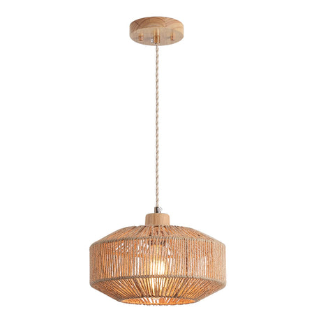 Hchunqjor Coastal Woven Pendant Light Fixture One-Light Adjustable Natural Hemp Rope Cage Pendant Lighting for Kitchen Island Sink Farmhouse Dining Room Hchunqjor