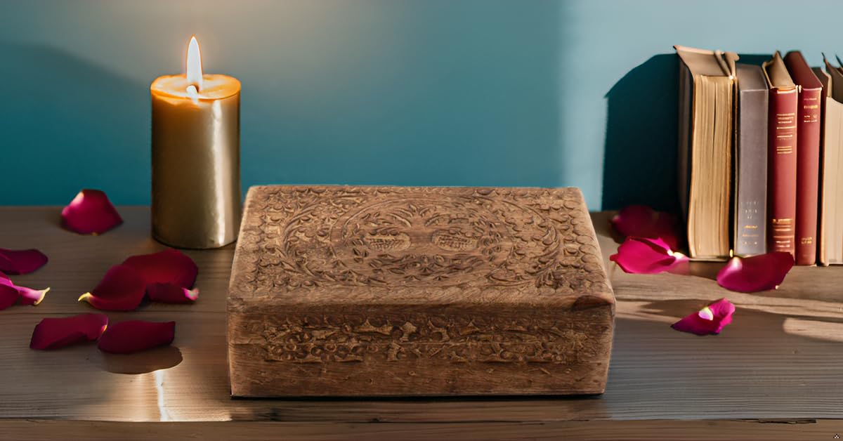 Great Birthday Gifts Handmade Decorative Wooden Jewelry Box Tree Of Life Carving Jewelry Organizer Keepsake Box Treasure Chest Trinket Holder Watch Box Storage Lock Box Housewarming Gift (Brown) The Great Indian Bazaar