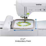 Brother SE1900 Sewing and Embroidery Machine, 138 Designs, 240 Built-in Stitches, Computerized, 5" x 7" Hoop Area, 3.2" LCD Touchscreen Display, 8 Included Feet Brother