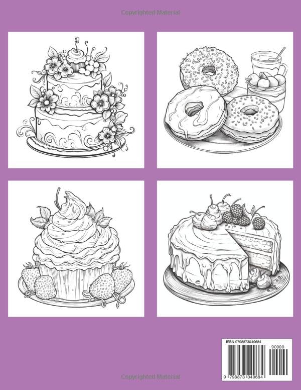 Beautiful Desserts Coloring Book: Yummy Cakes, Cookies and Other Sweet Treats for Adults and Teens WoodArtSupply