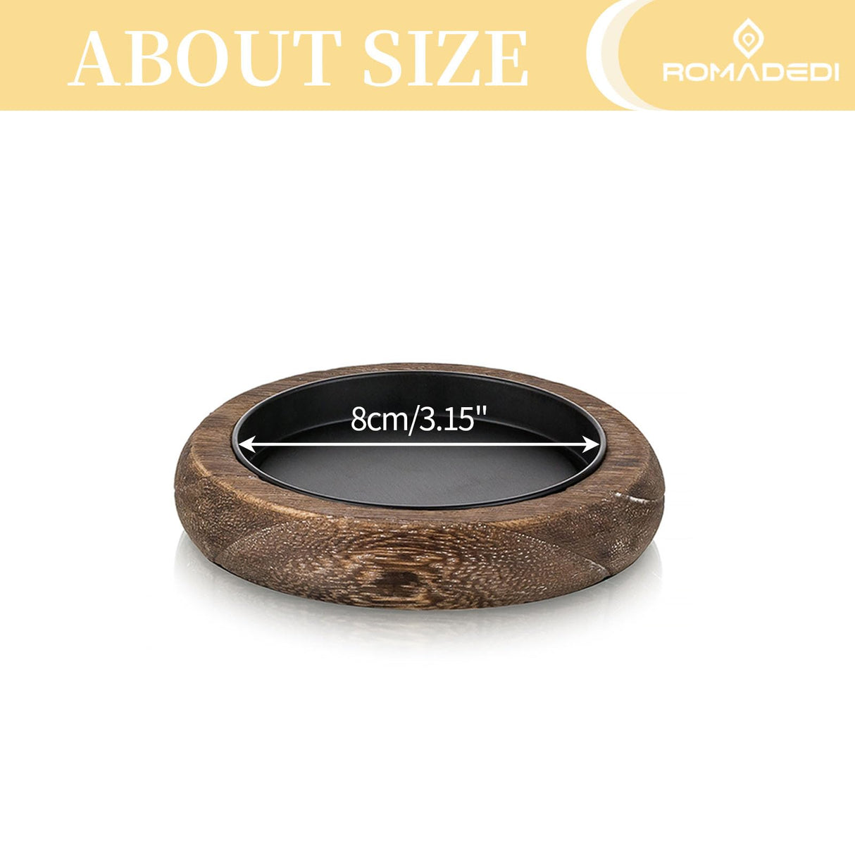 Romadedi Wood Candle Holder Farmhouse Decor - Pillar Candle Holders for Table Centerpiece Small Tray Riser Set of 2 Round Wooden Plate Pedestal Stand for Coffee Table Home Living Room, Brown Romadedi