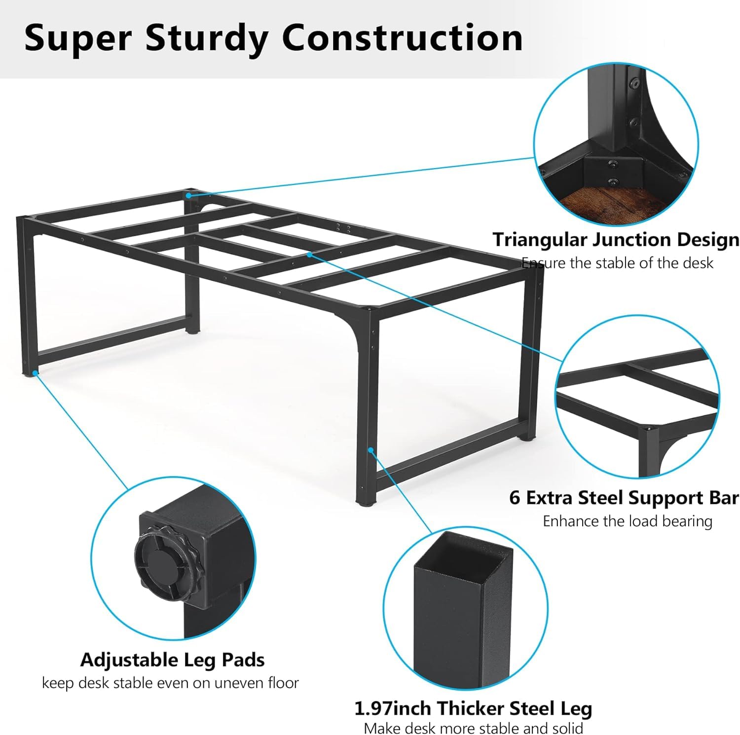 Tribesigns Modern Computer Desk, 78.7 x 39.4 inch X Large Executive Office Desk Computer Table Study Writing Desk Workstation for Home Office,Rustic/Black - WoodArtSupply