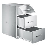 yuxiangBBQ Outdoor Kitchen Drawers Stainless Steel Double Drawer w/Paper Towel Holder Combo Works with Your Grilling or Prep Zones for Outdoor BBQ Island 17W-30H-21D inch yuxiangBBQ
