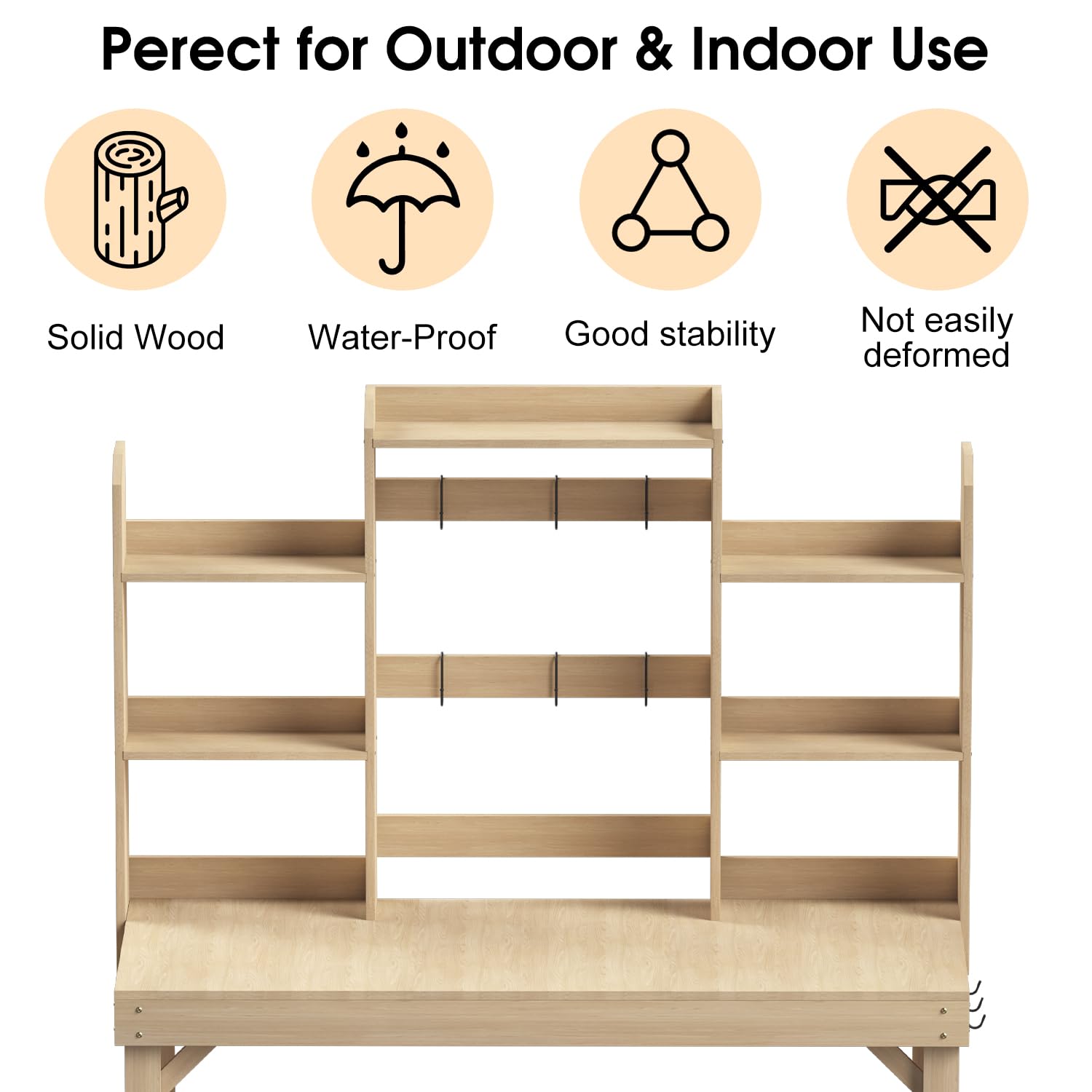 Highpro Outdoors Potting Benches Table, Garden Work Table Outside, Wooden Workstation Table with Storage Shelf - WoodArtSupply