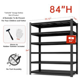 SYLOUGH 55.12" W Father&I 6-Shelf Industrial Adjustable Heavy-Dudy Tall Metal Steel Garage Storage Shelves Shelving Units/Rack System (Commercial) for Basement/Shop/Dorm, 84" H*55.12" W*24" D*, Black SYLOUGH