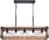 Bribyit Farmhouse Kitchen Island Lighting, 5-Light Dining Room Light Fixture, Farmhouse Linear Chandelier with Solid Wood for Dining Room Kitchen Bar Pool Table Bribyit