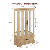 Curio Cabinet with Lighted(Light Blub Included),Tall Leg Glass Door Antique Cabinet,47"Curio Display Cabinet with 3-Tier Adjustable Glass Shelves,Curio Display Cabinet for Living Room (Light Oak) XUWANSHANG