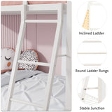 SHA CERLIN Loft Bunk Bed Twin Over Twin Size with Ladder and Guardrail,Heavy Duty Metal Slats Support No Box Spring Needed Small Space Saving Furniture for Bedroom Dorm,White SHA CERLIN