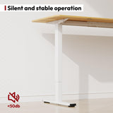 SANODESK Electric Standing Desk 63x28 Inch Height Adjustable Stand Up Desk Home Office Computer Workstation Sit Stand Home Office Desk with Splice Board (White Frame + Maple Top) SANODESK