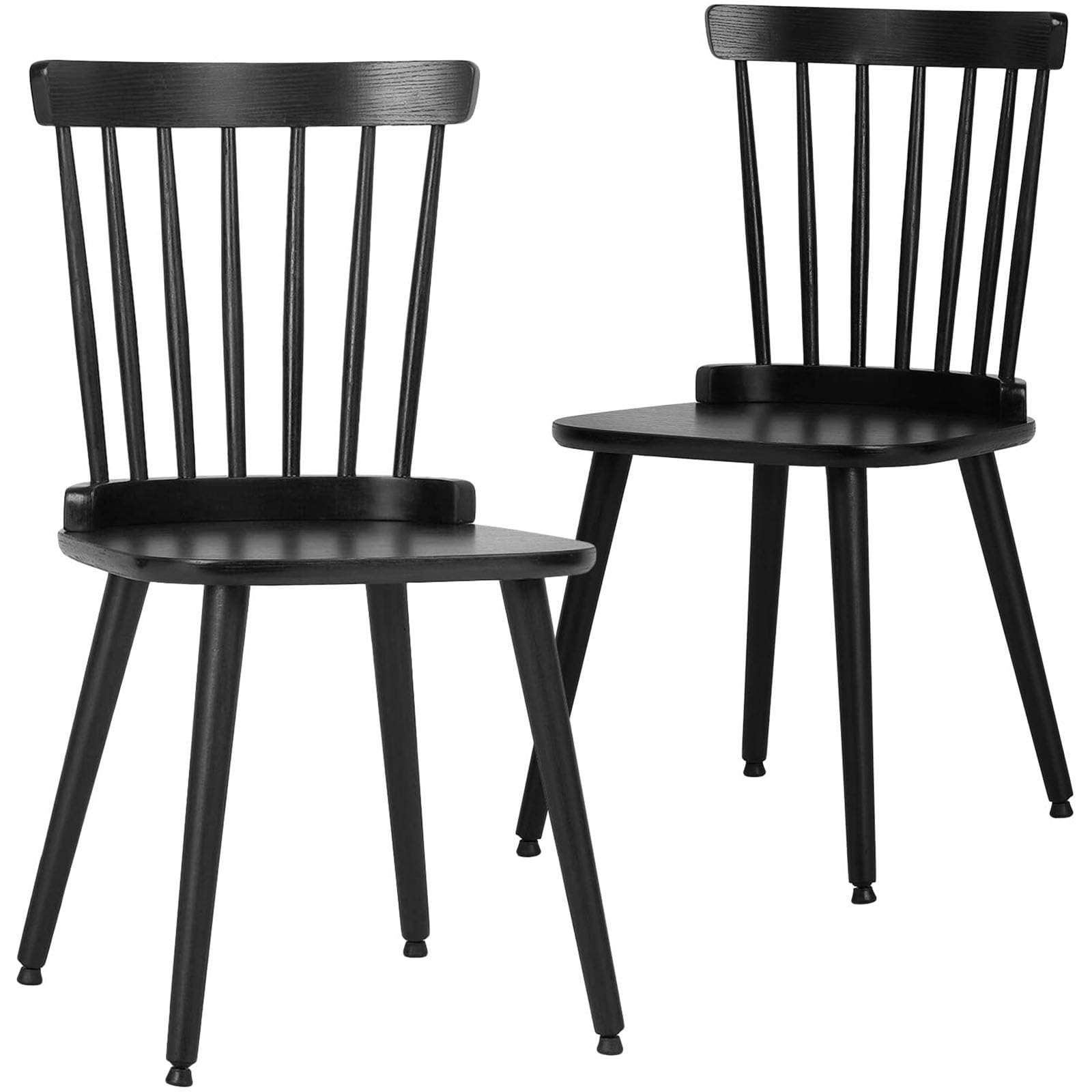 Bekrvio Black Windsor Chairs Set of 2, Farmhouse Spindle Back Wood Dining Chairs with Widen Seat, Modern Mid-Century Country Style, Solid Wooden Kitchen Side Chairs for Living Room Restaurant - WoodArtSupply