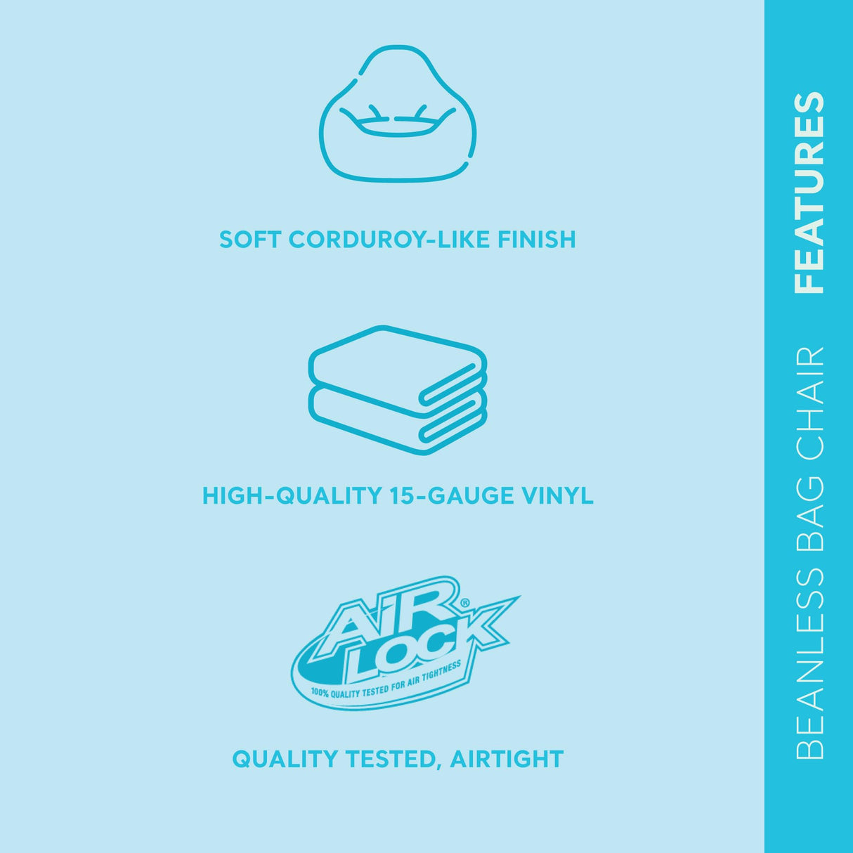 Intex 68579EP Beanless Bag Inflatable Lounge Chair: Corduroy Textured Flocking – Durable Vinyl – Folds Compactly – 220lb Weight Capacity – 45" x 45" x 28" Intex