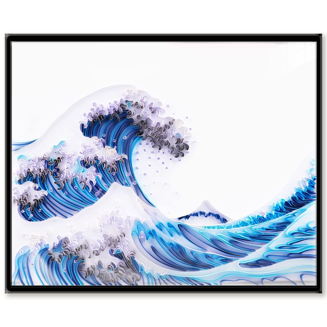 Uniquilling Quilling Kit Paper Quilling Kit for Adults Beginner, Handmade DIY Craft Quilling Paper Filigree Painting Kit Tools, Room Wall Art Decor Gifts, 16 * 20-inch Great Wave Off Kanagawa (Basic) Uniquilling