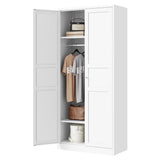Letaya Wardrobe Armoire Closet,72" H Metal Storage Cabinet with Adjustable Shelves and Hanging Rod,Bedroom Armoire Cabinet Clothes Organizer (White) Letaya