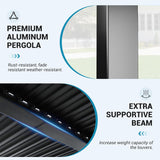 LVUYOYO Outdoor Louvered Pergola 10' x 20', Patio Aluminum Pergola with Adjustable Roof, Waterproof Metal Gazebo for Backyard, Garden, Deck (Black) LVUYOYO