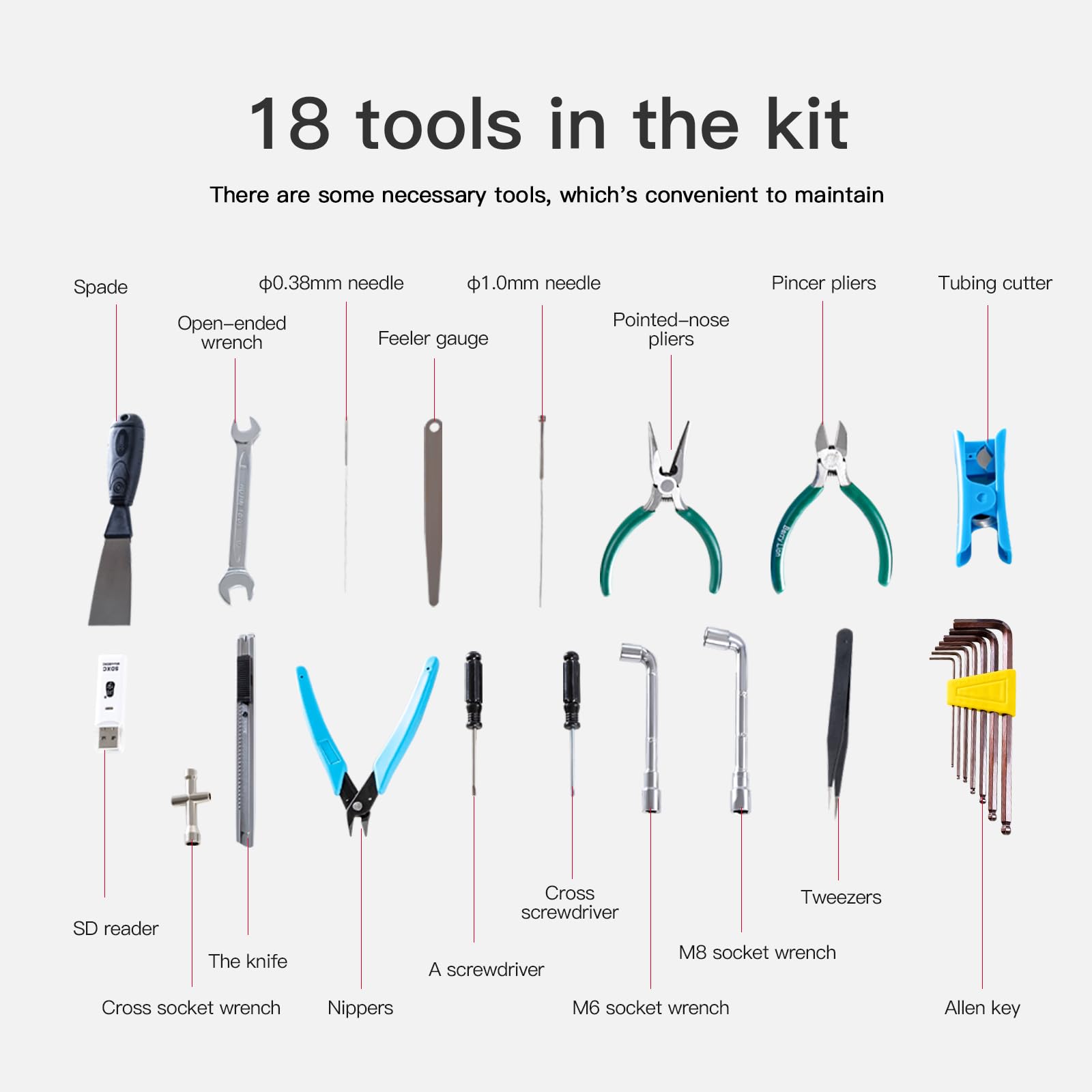 Creality 3D Printer Tool Box Kit, 35Pcs Case Includes 18 Types of Tools Screwdriver/Wrench/Pliers/Needle/SD Reader 3D Printing ABS Storage Toolbox Set for Cleaning Finishing Printing - WoodArtSupply