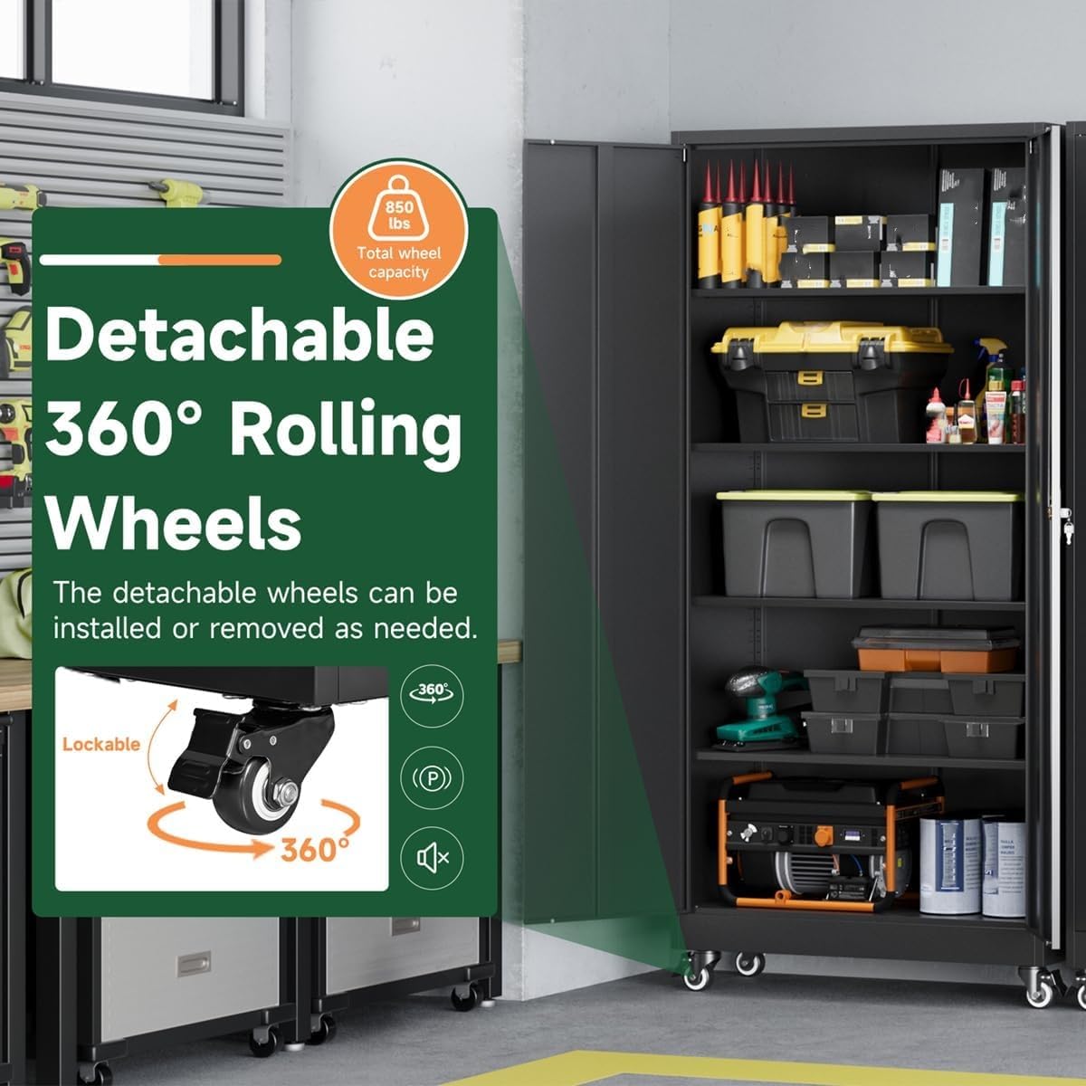 Letaya Metal Garage Storage Cabinets with Lock Door and Adjustable Shelves, Steel Tool Cabinets for Home,Office,Warehouse Organisieren (Black, 75" H) Letaya