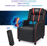 BUSHLY Adjustable Gaming Recliner Chair, Racing Style Massage Single Sofa with Headrest & Lumbar Pillow, PU Leather Video Recliner for Home, Movie Theater, Living Room, Game Room (Red) WoodArtSupply