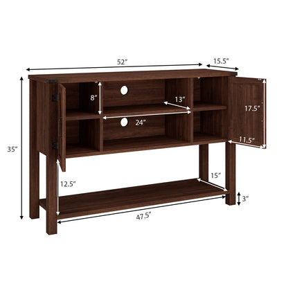 Tangkula Console Table Buffet Table, Modern Sideboard with Storage Cabinets and Bottom Shelf, Contemporary Tall Buffet Storage Cabinet, Kitchen Dining Room Furniture (Brown) - WoodArtSupply