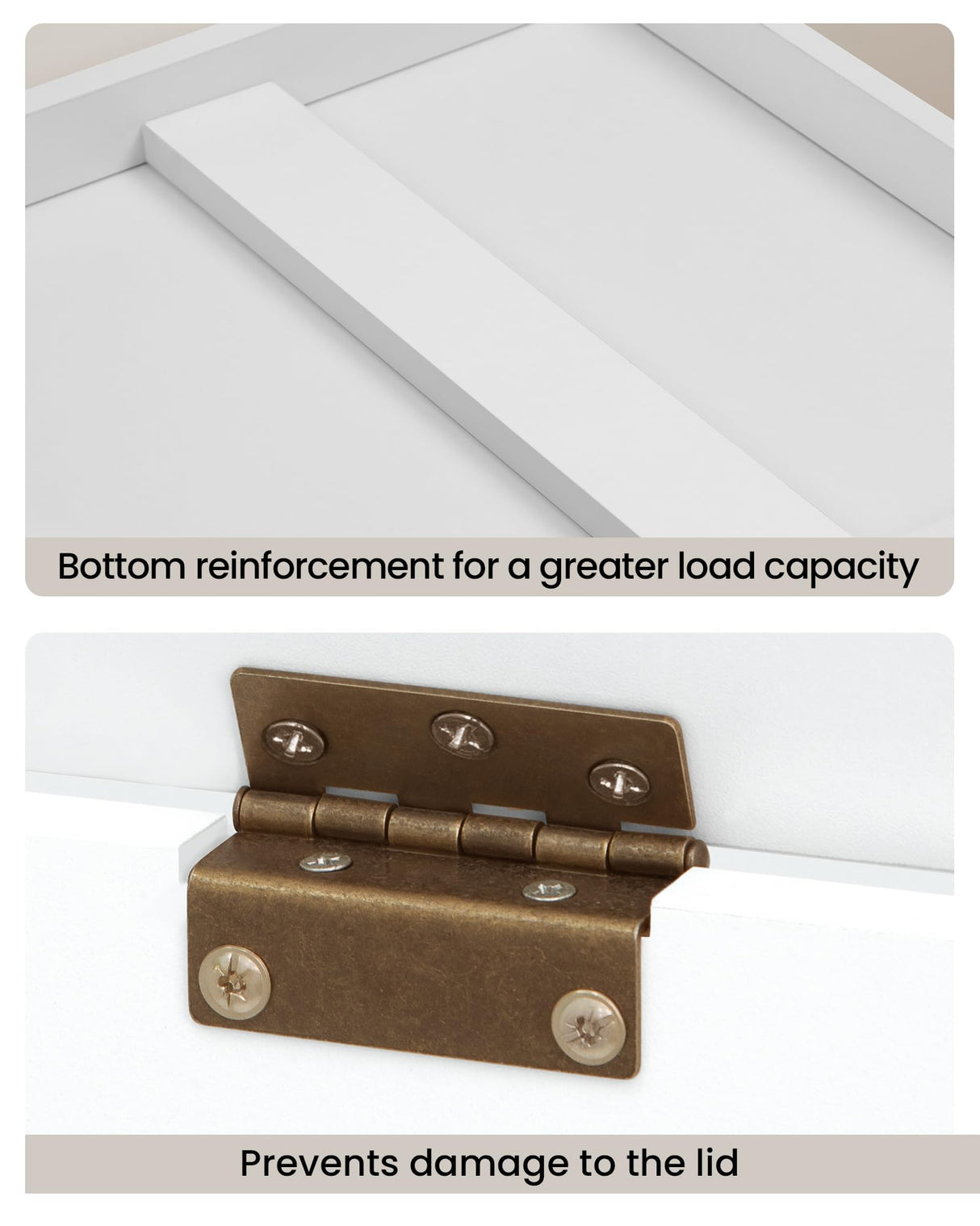 Hzuaneri 39.4" Storage Bench, Storage Chest, Lift-Top Storage Trunk with 2 Safety Hinges, Wooden Storage Box Chest Organizer for Bedroom, Entryway, Living Room, White SB04503X Hzuaneri