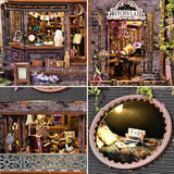 DIY Miniature House Kit, Dollhouse Magic City Gothic Witch House for Adults to Build, Birthday/Christmas Day Gift for Family and Friends, Prefab Tiny Home with LED Lights,Magic Castle