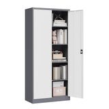 MIIIKO Home Office Storage Cabinet with Shelves and Doors, Metal Utility Cabinets with 2 Locking Doors and 5 Shelves, Tall Steel Locker Cabinets or Garage, Kithen, Pantry and Classroom MIIIKO