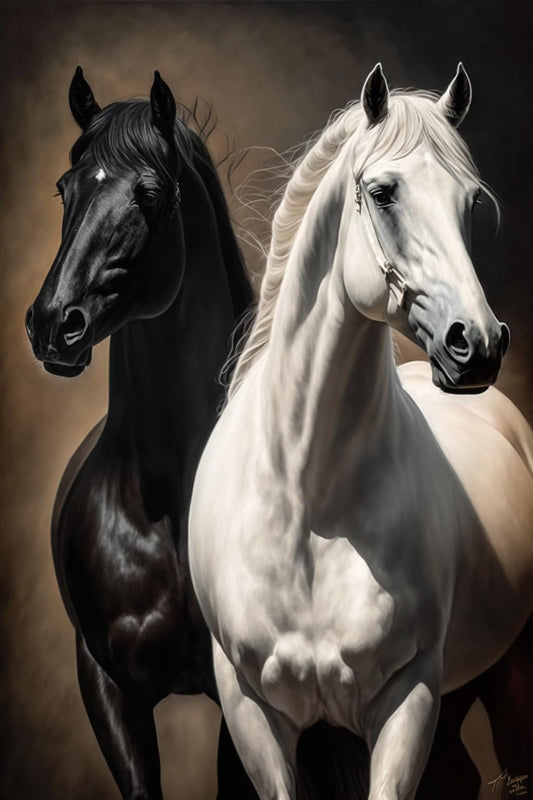 1000 Piece Jigsaw Puzzle Adults Kids,Wooden Puzzles,Black and White Horses Puzzle-Adult Stress Relief Kids Educational Toys-Fun Family Game-Wall Art-Colorful Puzzles for Home Decoration