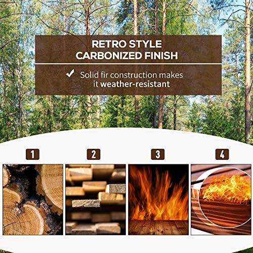 Outsunny Fir Wood Garden Bridge Arc Walkway with Side Railings for Backyards, Gardens, and Streams, Stained Wood, 60" x 26.5" x 19" Outsunny