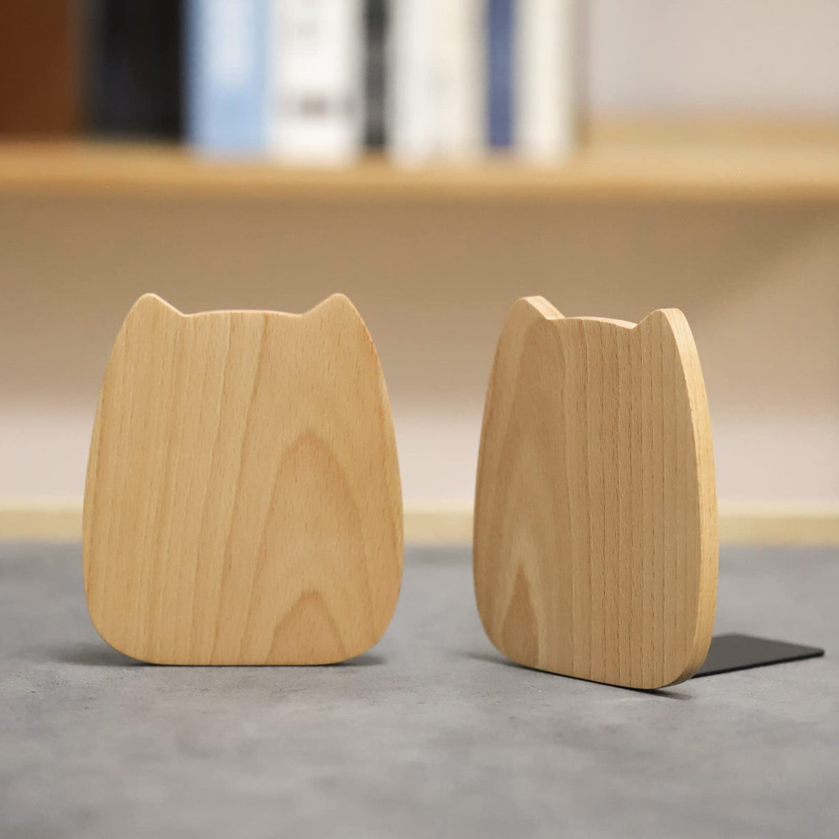 muso wood Bookends for Shelves, Book Ends for Home Office School Library Kitchen, Cute Book Stopper, Beech Book Holder 1 Pair muso wood