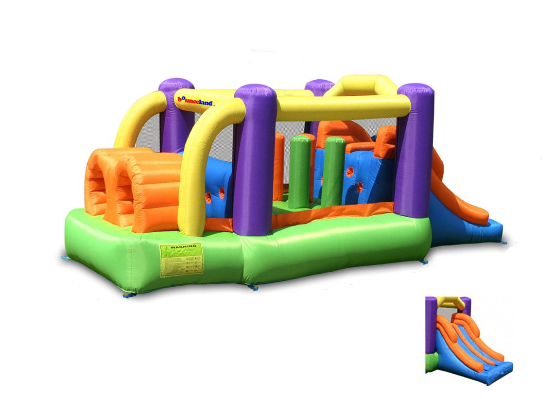 Bounceland Bounce House Inflatable Bouncer Obstacle Pro-Racer Combo Slides Bounceland