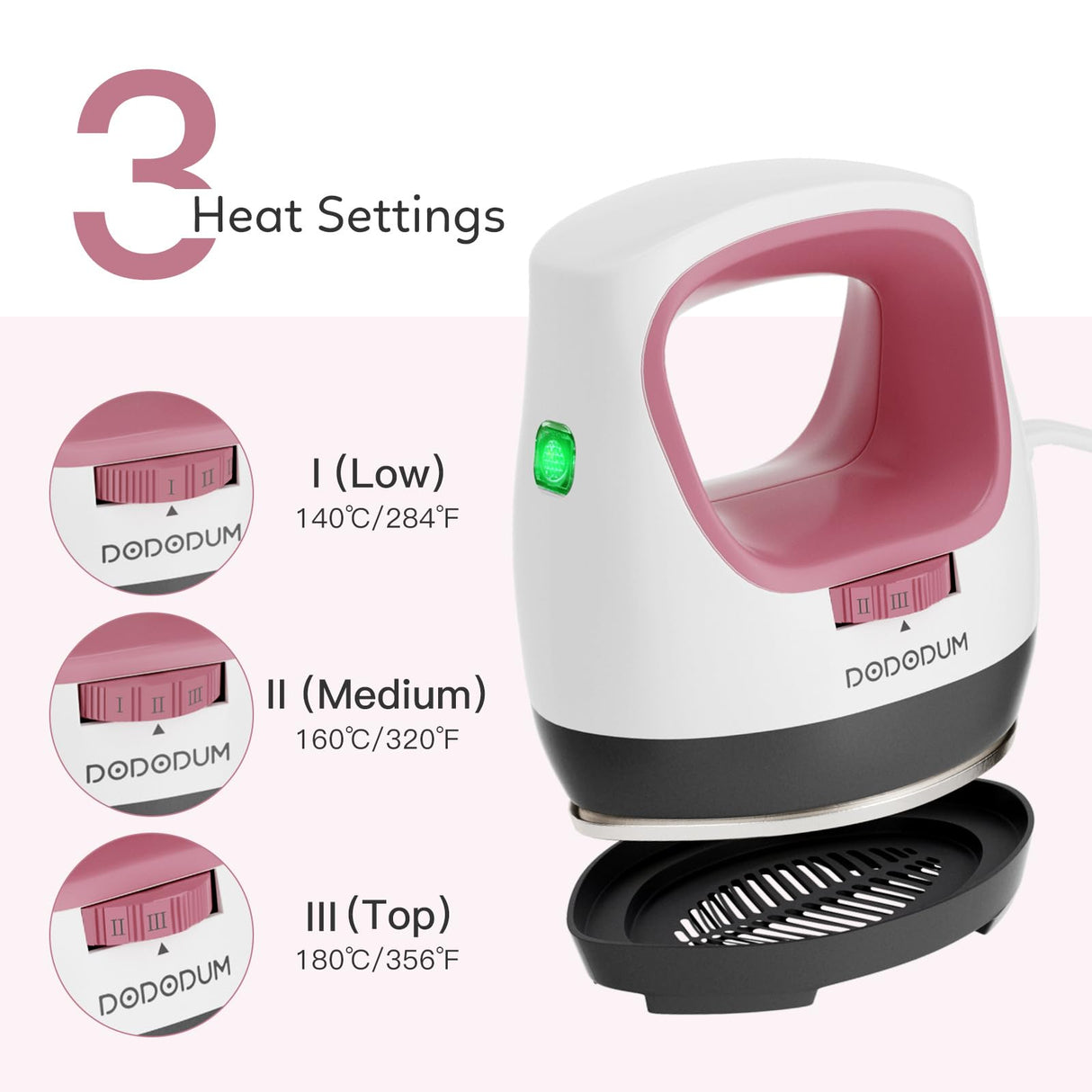 DODODUM Heat Press Small Heat Press Machine for T Shirts Shoes Hats Small HTV Iron-on Vinyl Projects Easy to Use Portable Iron Press for Heating Transfer Pink dododum