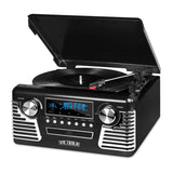 Victrola 50's Retro Bluetooth Record Player & Multimedia Center with Built-in Speakers - 3-Speed Turntable, CD Player, AM/FM Radio | Wireless Music Streaming | Black Victrola