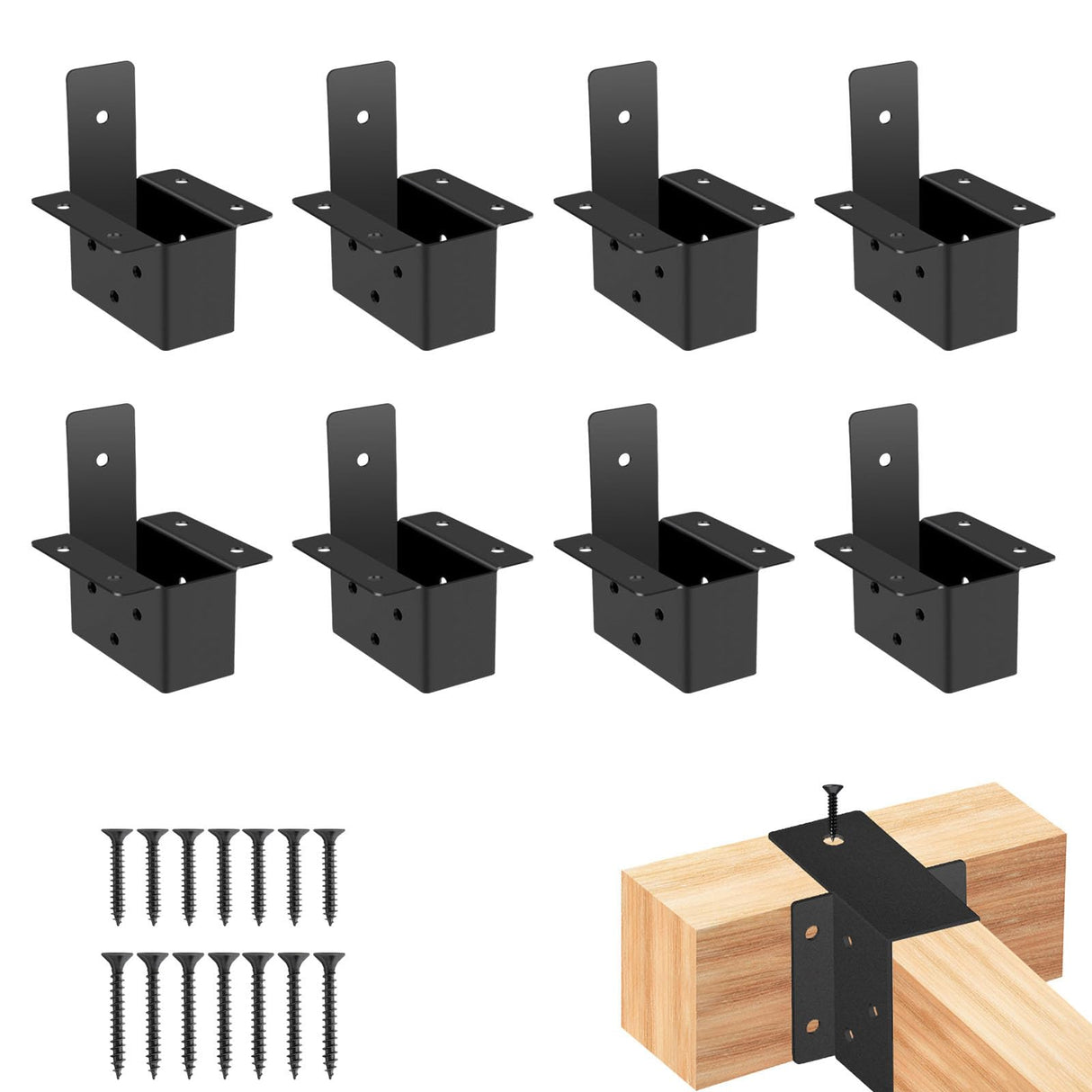 2x4 pergola Brackets kit (Actual: 1.6x3.6 Inch), 8 Pcs Pergola Post Top Rafter Brackets Deck Railing Brackets，2x4 Brackets for Wood，for Pergolas Gazebo Sunroom Carport(with Screws) XIHUWZ