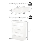 Homsee Tall 5 Drawer Dresser with LED Light, Modern Storage Dresser Chest of Drawers with High Gloss Surface for Bedroom, White (31.5”W x 15.7”D x 42.6”H) Homsee