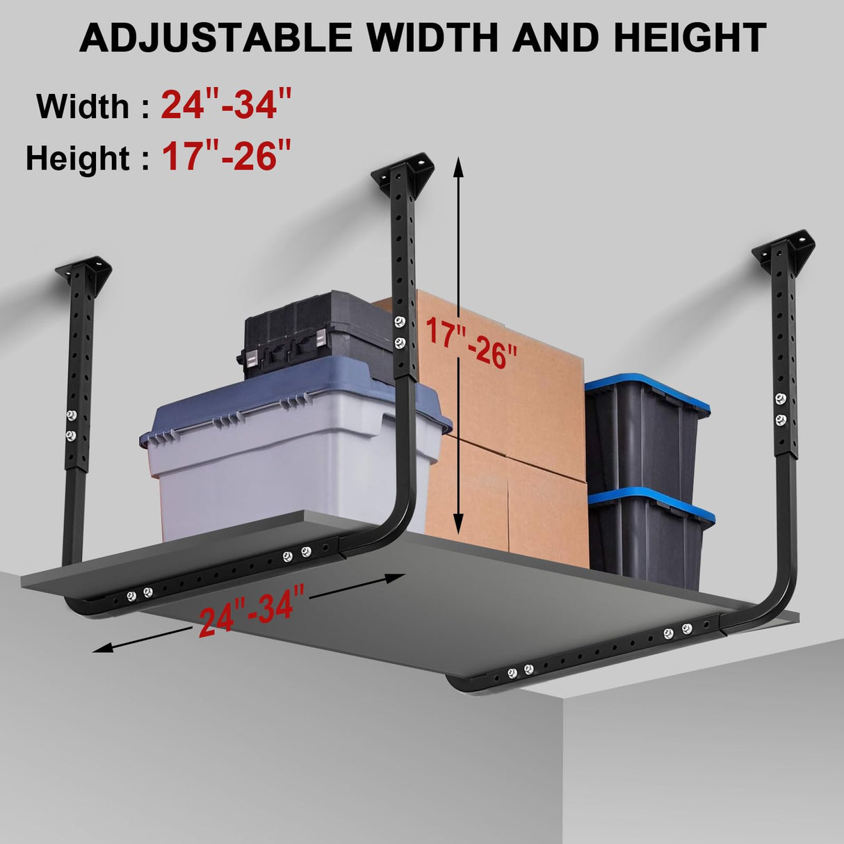 Colinktool Adjustable Garage Ceiling Storage Racks, Garage Overhead Storage Bracket,Ceiling Mounted Heavy-duty Garage Storage Shelves,33 in. x 34 in,200lbs Weight Capacity Colinktool
